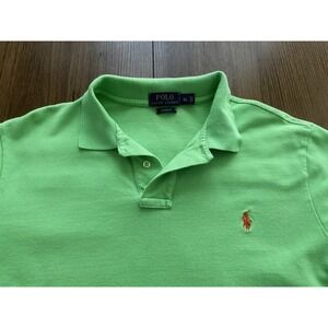 Polo Ralph Lauren Men's Green Piqué‎ Polo Shirt Custom Fit XL Orange Pony Logo